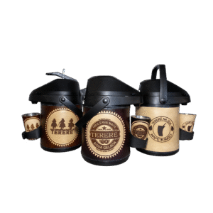 Garrafa Tereré Inox Em Couro 2,5L