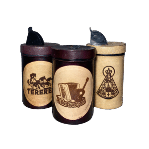 Porta erva em couro redondo